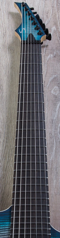 Skervesen Raptor 7-String Electric Guitar, Black Ebony Fingerboard, Flame Maple Top, Hard Case - Blue Graphite Burst