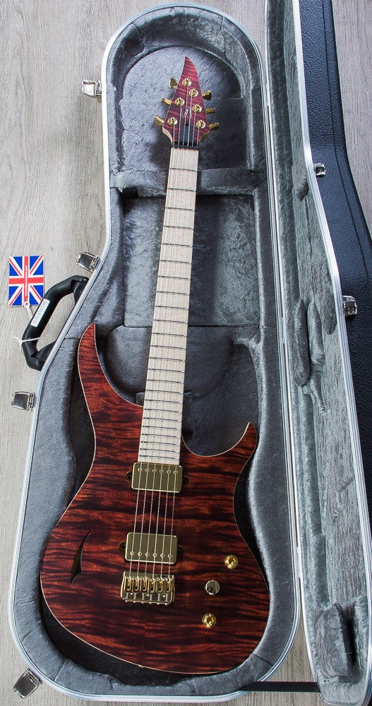 Skervesen 4AP Soul Electric Guitar, Bird's Eye Maple Fingerboard, Hard Case - Red