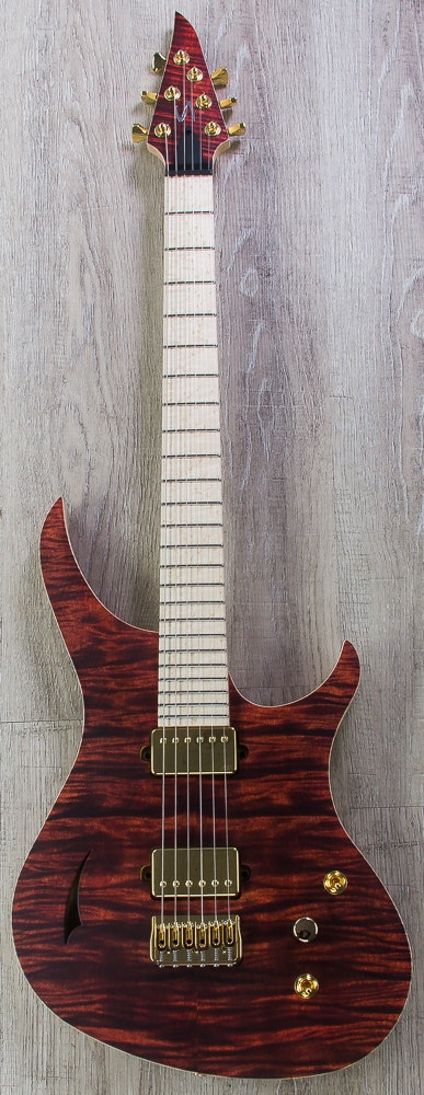 Skervesen 4AP Soul Electric Guitar, Bird's Eye Maple Fingerboard, Hard Case - Red