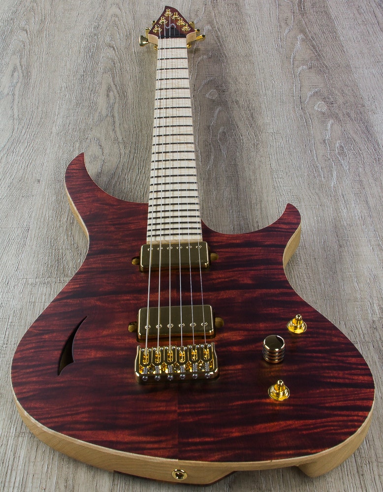 Skervesen 4AP Soul Electric Guitar, Bird's Eye Maple Fingerboard, Hard Case - Red