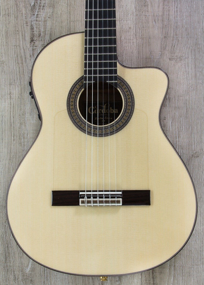 Cordoba 55FCE Negra Limited Flamenco Acoustic-Electric Guitar, Macassar Ebony Back and Sides, Hard Case