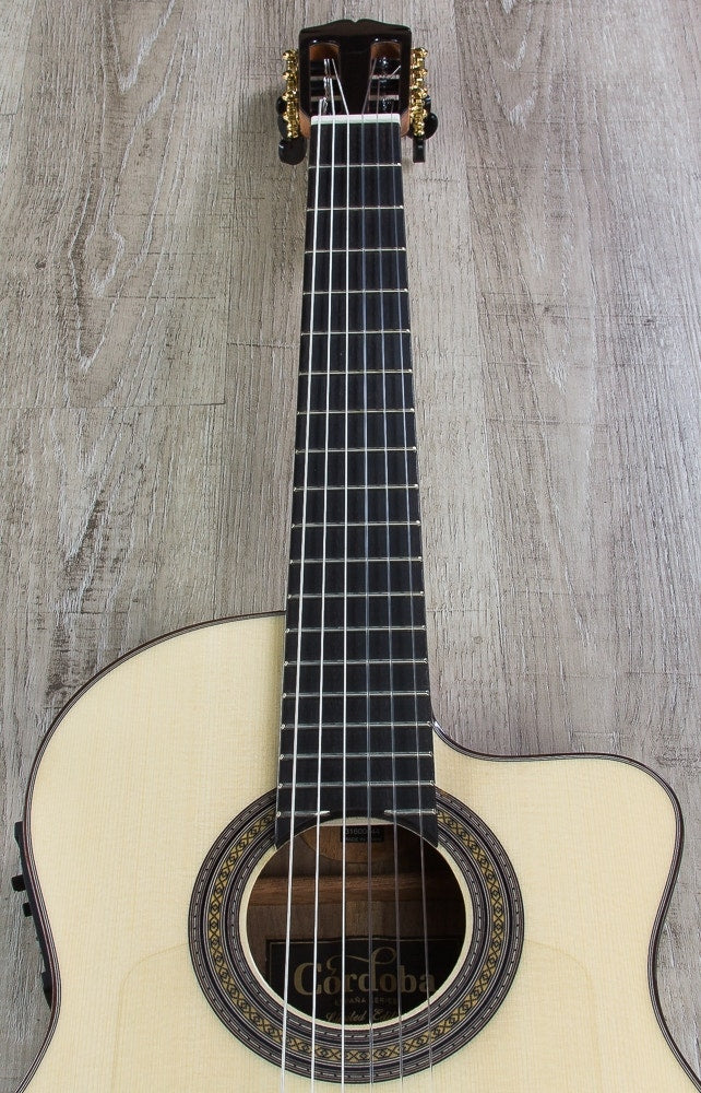 Cordoba 55FCE Negra Limited Flamenco Acoustic-Electric Guitar, Macassar Ebony Back and Sides, Hard Case