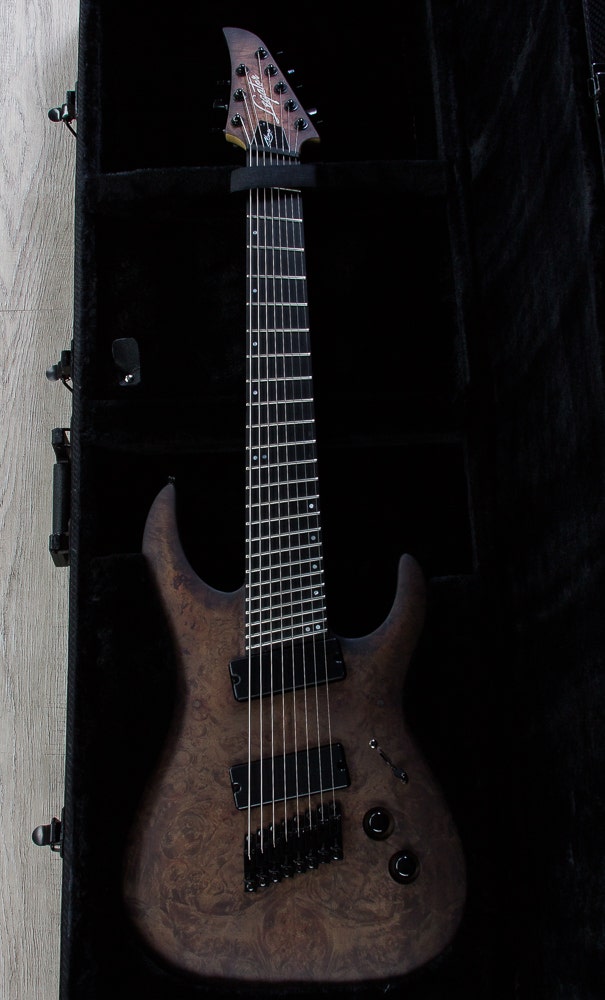 Legator Ninja 8-String Pro Fanned Fret Electric Guitar - Black Satin Burl