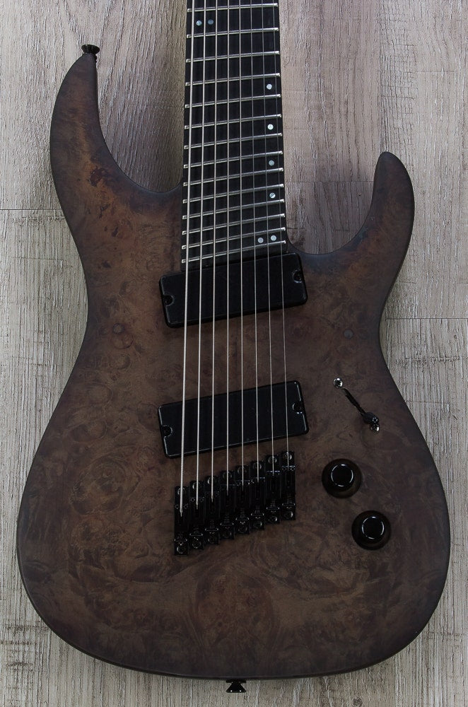Legator Ninja 8-String Pro Fanned Fret Electric Guitar - Black Satin Burl