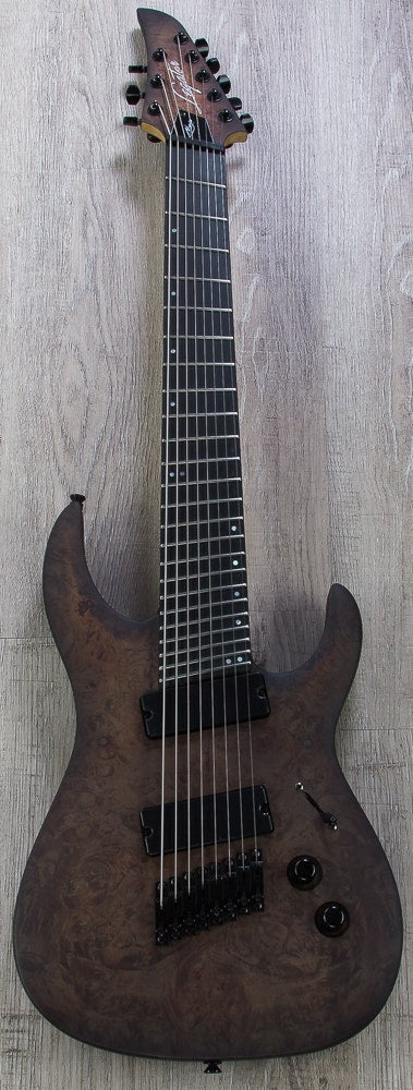 Legator Ninja 8-String Pro Fanned Fret Electric Guitar - Black Satin Burl