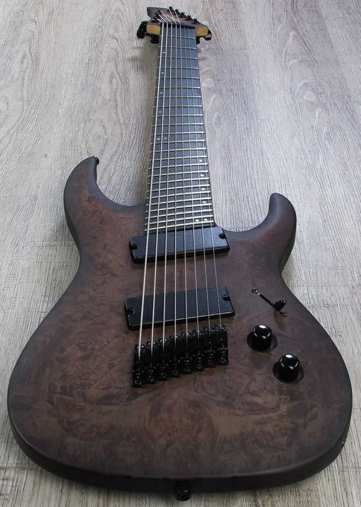 Legator Ninja 8-String Pro Fanned Fret Electric Guitar - Black Satin Burl