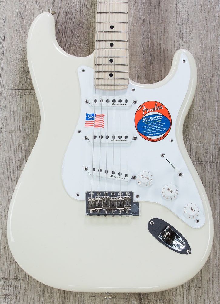 Fender Eric Clapton Stratocaster Electric Guitar, Soft V Maple Neck, Hard Case - Olympic White