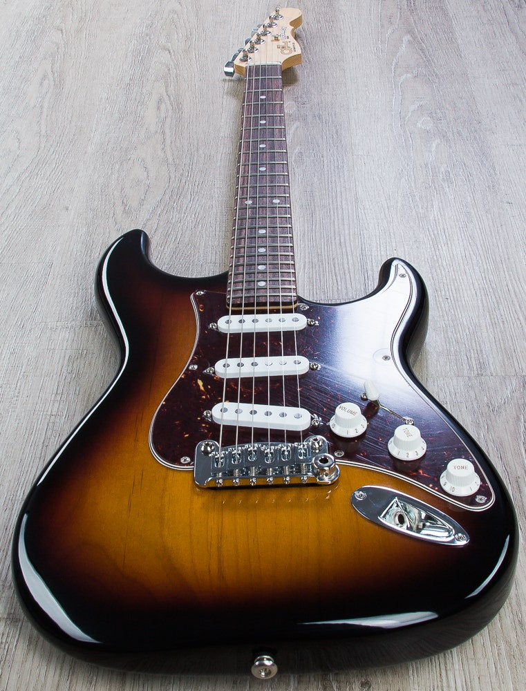 G&L USA Legacy Electric Guitar, Rosewood Fingerboard, Hard Case - 3-Tone Sunburst
