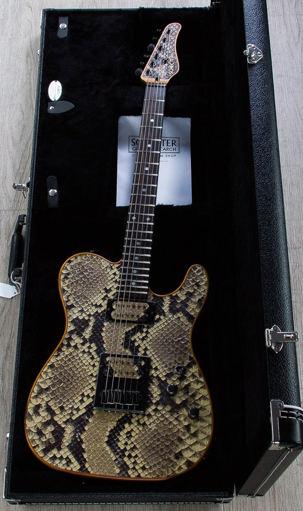 Schecter USA Custom Shop PT Electric Guitar, HH, Black African Ebony Fingerboard, Hard Case - Snakeskin