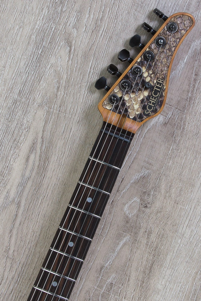 Schecter USA Custom Shop PT Electric Guitar, HH, Black African Ebony Fingerboard, Hard Case - Snakeskin