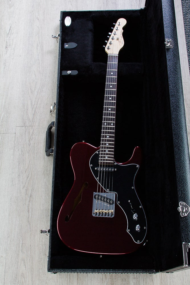 G&L USA ASAT Classic Thinline Semi-Hollow Electric Guitar, Rosewood Fingerboard, Hard Case - Ruby Red Metallic