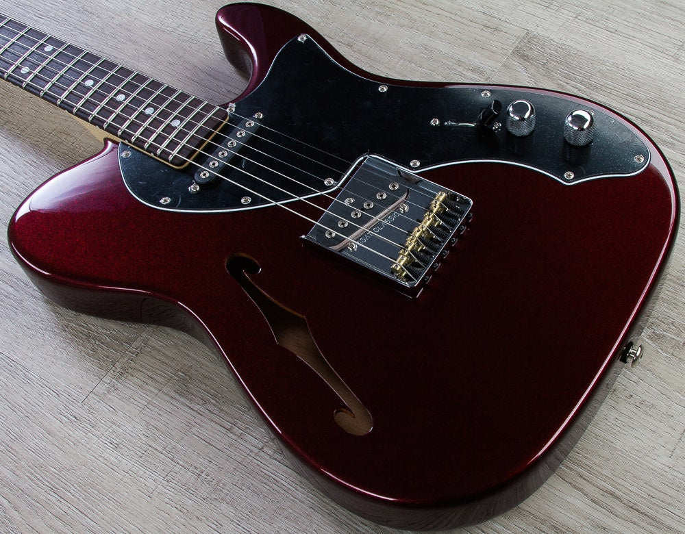 G&L USA ASAT Classic Thinline Semi-Hollow Electric Guitar, Rosewood Fingerboard, Hard Case - Ruby Red Metallic