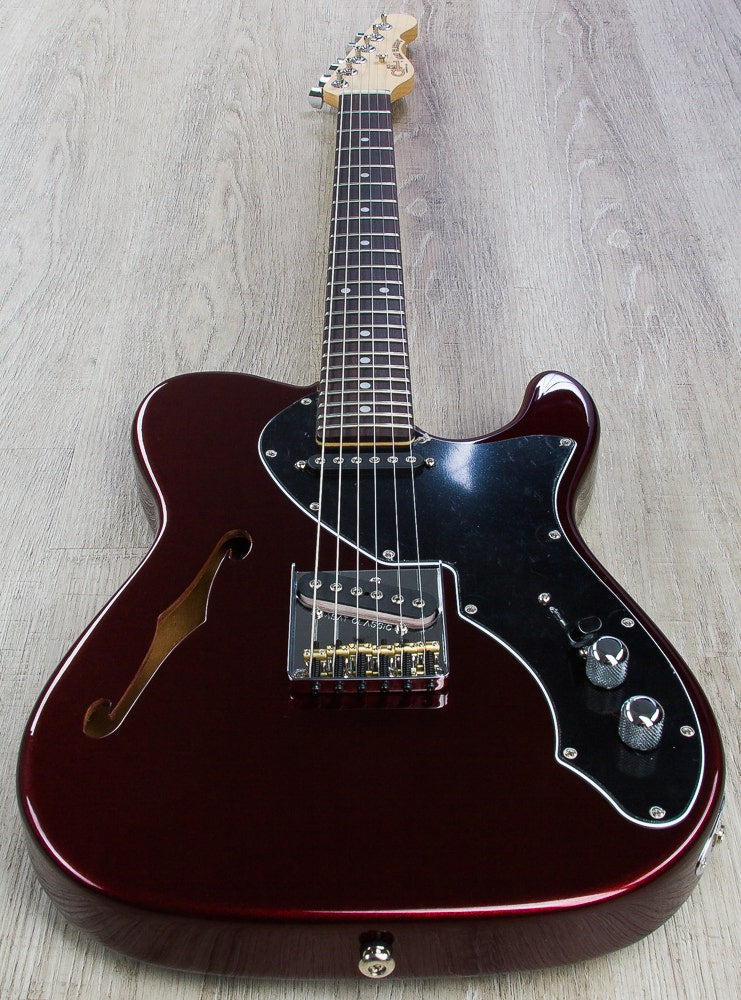 G&L USA ASAT Classic Thinline Semi-Hollow Electric Guitar, Rosewood Fingerboard, Hard Case - Ruby Red Metallic