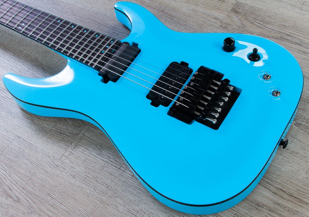 Schecter Keith Merrow KM-7 FR S 7-String Electric Guitar, Floyd Rose 1500 Series Bridge - Lambo Blue