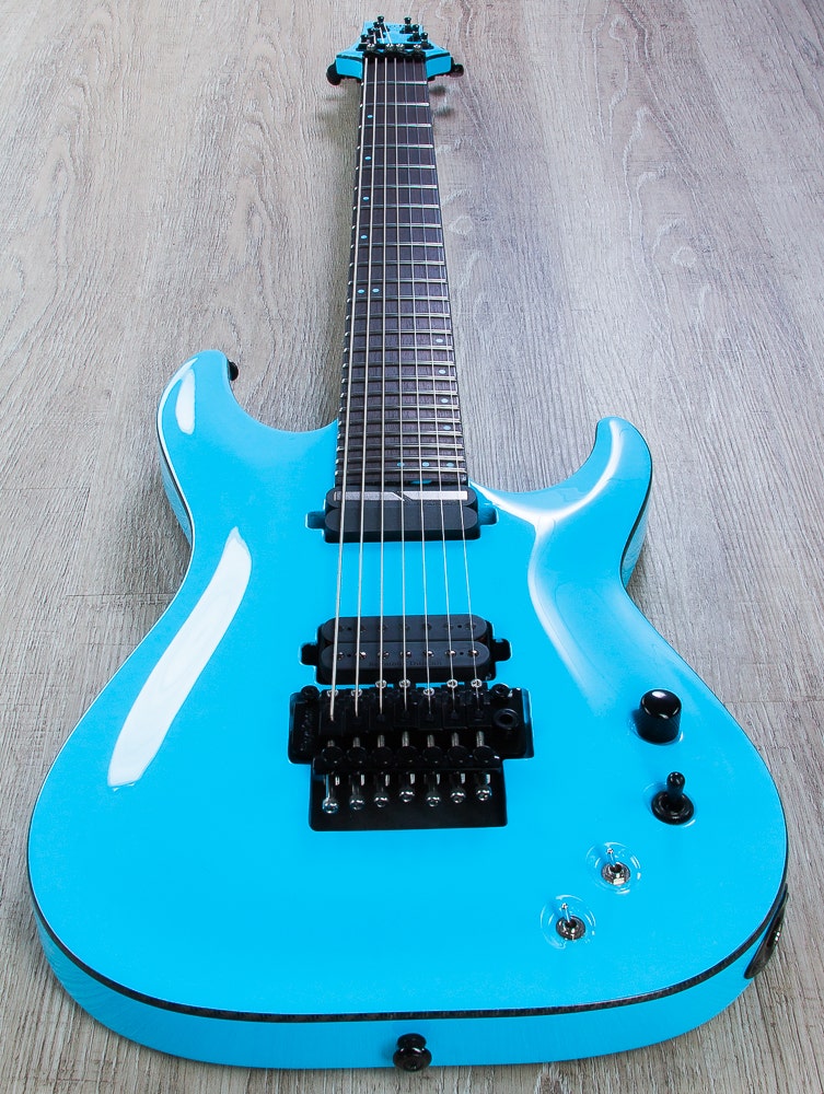 Schecter Keith Merrow KM-7 FR S 7-String Electric Guitar, Floyd Rose 1500 Series Bridge - Lambo Blue