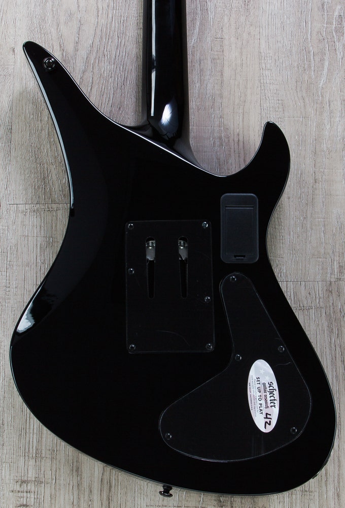 Schecter Synyster Gates Custom-S Sustainiac Left Handed Electric Guitar - Gloss Black & Silver Pinstripes