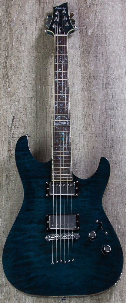 Schecter C-1 Classic Electric Guitar with Seymour Duncan Pickups - See Thru Blue