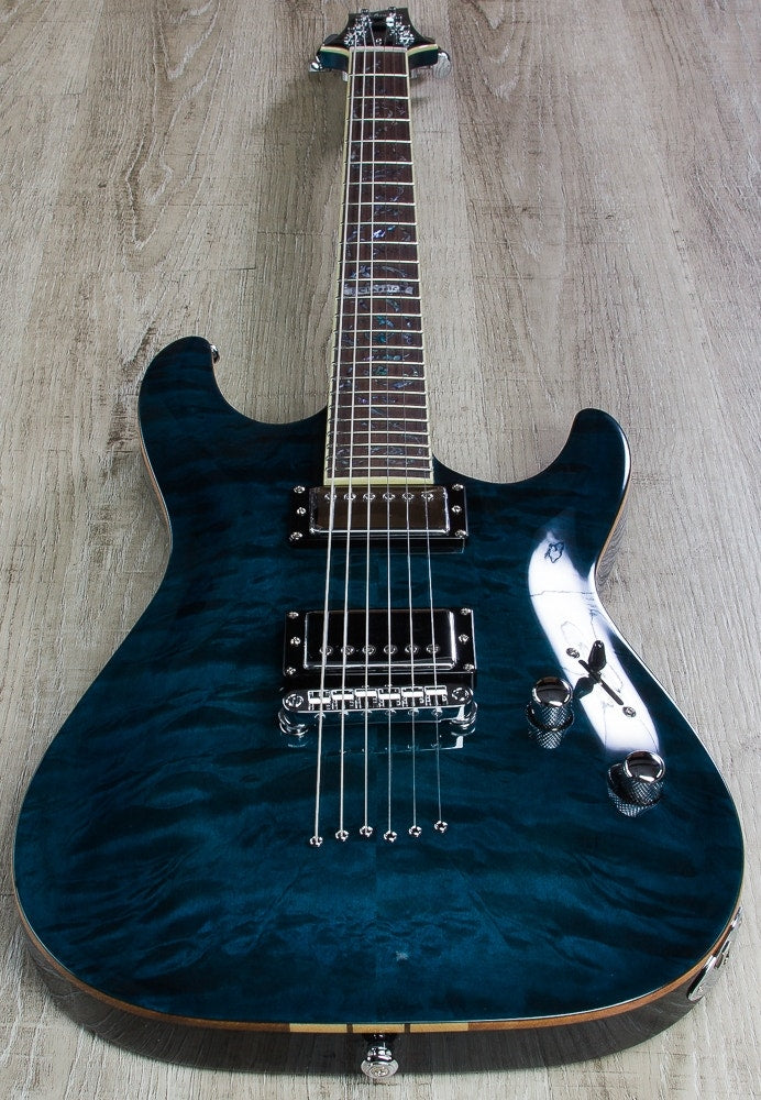 Schecter C-1 Classic Electric Guitar with Seymour Duncan Pickups - See Thru Blue