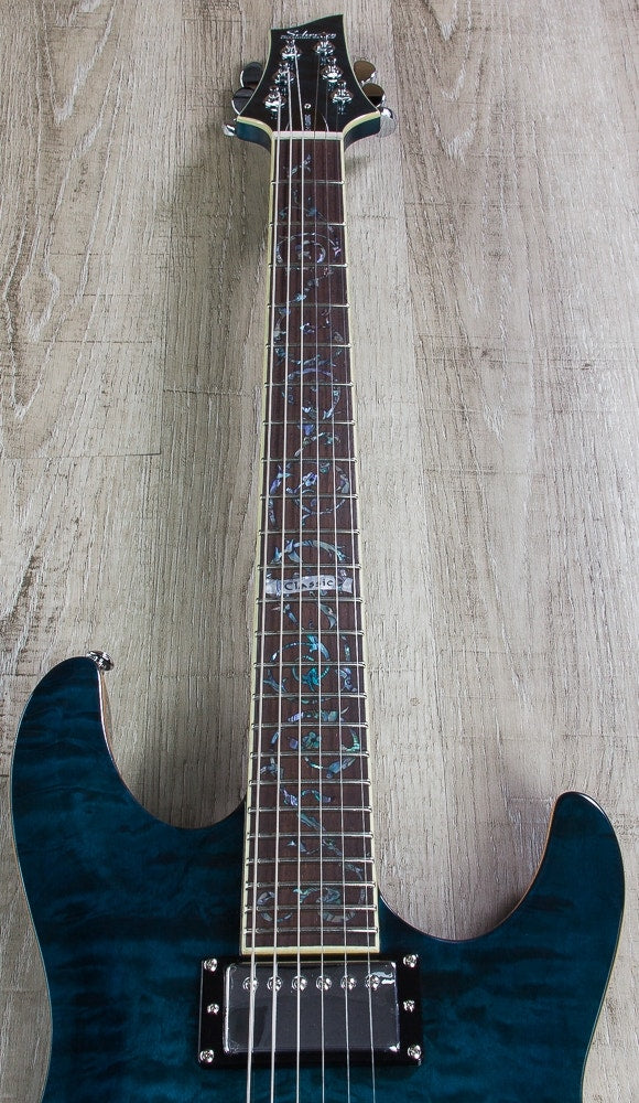 Schecter C-1 Classic Electric Guitar with Seymour Duncan Pickups - See Thru Blue