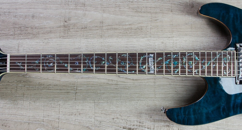 Schecter C-1 Classic Electric Guitar with Seymour Duncan Pickups - See Thru Blue