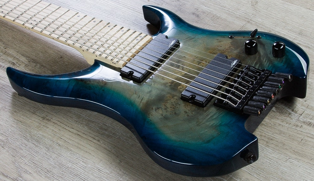 Legator GHB8 Ghost Bolt-On Standard Fret 8-String Electric Guitar - Aqua Burst Burl