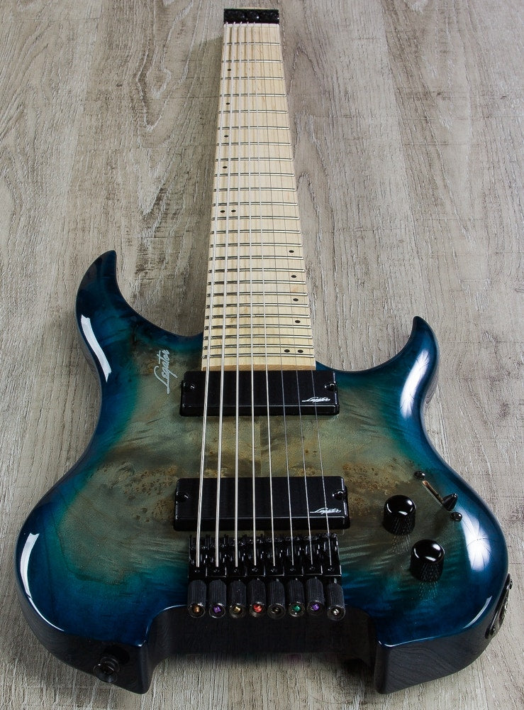 Legator GHB8 Ghost Bolt-On Standard Fret 8-String Electric Guitar - Aqua Burst Burl