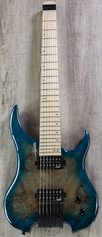 Legator GHB7 Ghost Bolt-On Standard Fret 7-String Electric Guitar - Aqua Burst Burl