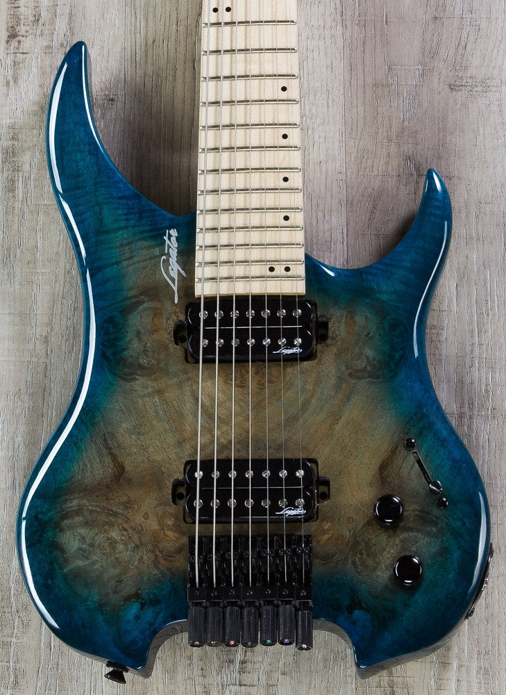 Legator GHB7 Ghost Bolt-On Standard Fret 7-String Electric Guitar - Aqua Burst Burl