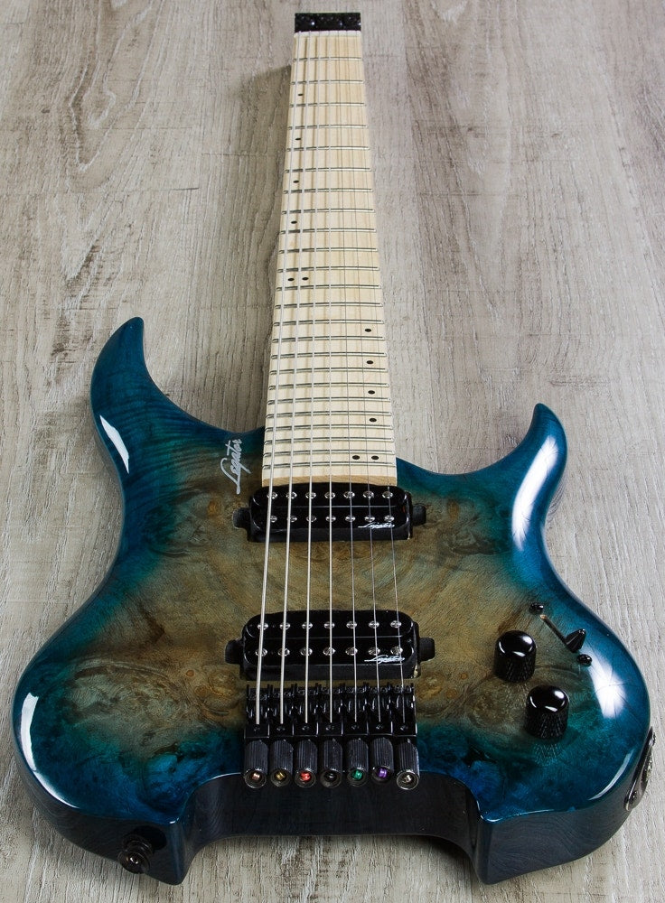 Legator GHB7 Ghost Bolt-On Standard Fret 7-String Electric Guitar - Aqua Burst Burl