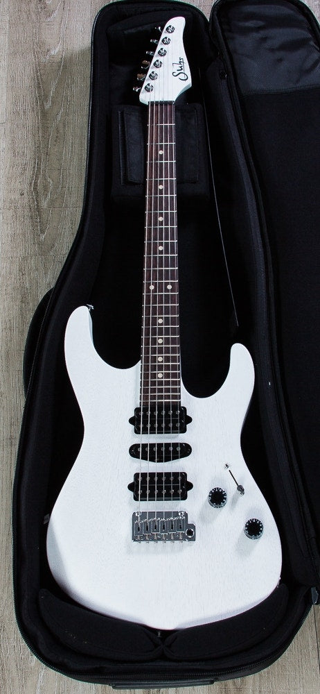 Suhr Modern Satin Electric Guitar, Indian Rosewood Fingerboard, HSH, Gotoh 510 Bridge, Gig Bag - White Satin