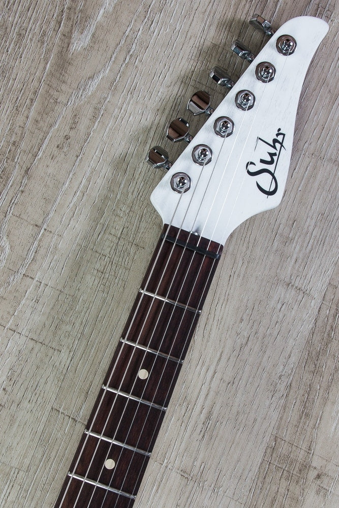Suhr Modern Satin Electric Guitar, Indian Rosewood Fingerboard, HSH, Gotoh 510 Bridge, Gig Bag - White Satin