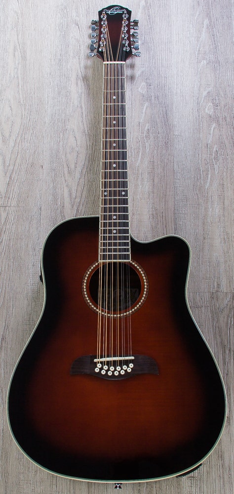 Oscar Schmidt OD312CE 12-String Acoustic-Electric Guitar - Flame Black Cherry Exclusive