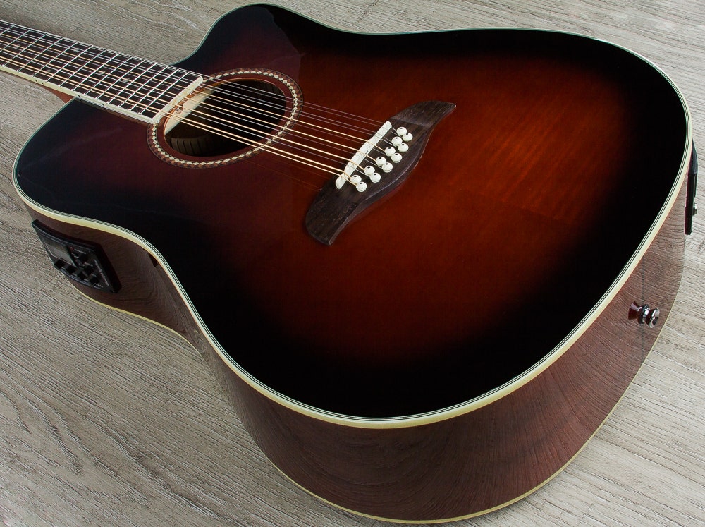 Oscar Schmidt OD312CE 12-String Acoustic-Electric Guitar - Flame Black Cherry Exclusive