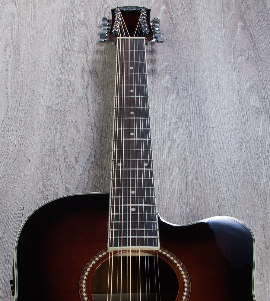 Oscar Schmidt OD312CE 12-String Acoustic-Electric Guitar - Flame Black Cherry Exclusive