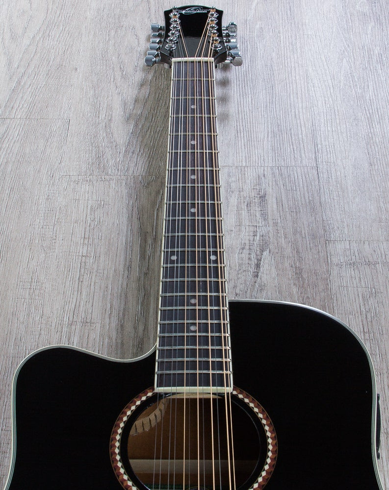 Oscar Schmidt OD312CE-BLH Left-Handed 12-String Cutaway Acoustic/Electric Dreadnought Guitar - Black