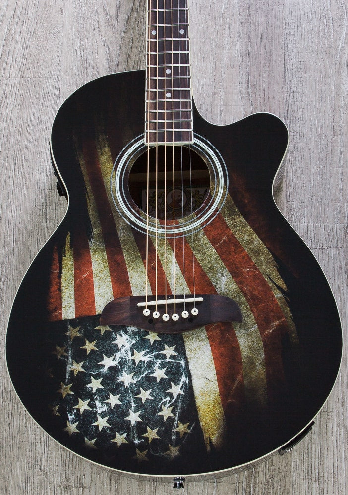 Oscar Schmidt OG10CEFLAG Acoustic-Electric Guitar - American Flag