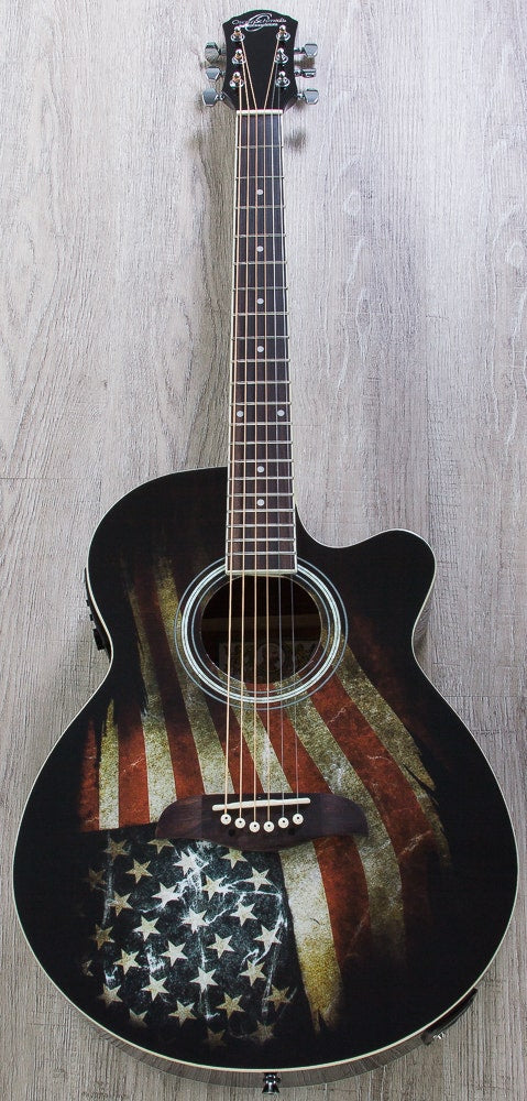 Oscar Schmidt OG10CEFLAG Acoustic-Electric Guitar - American Flag