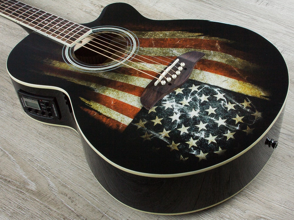 Oscar Schmidt OG10CEFLAG Acoustic-Electric Guitar - American Flag