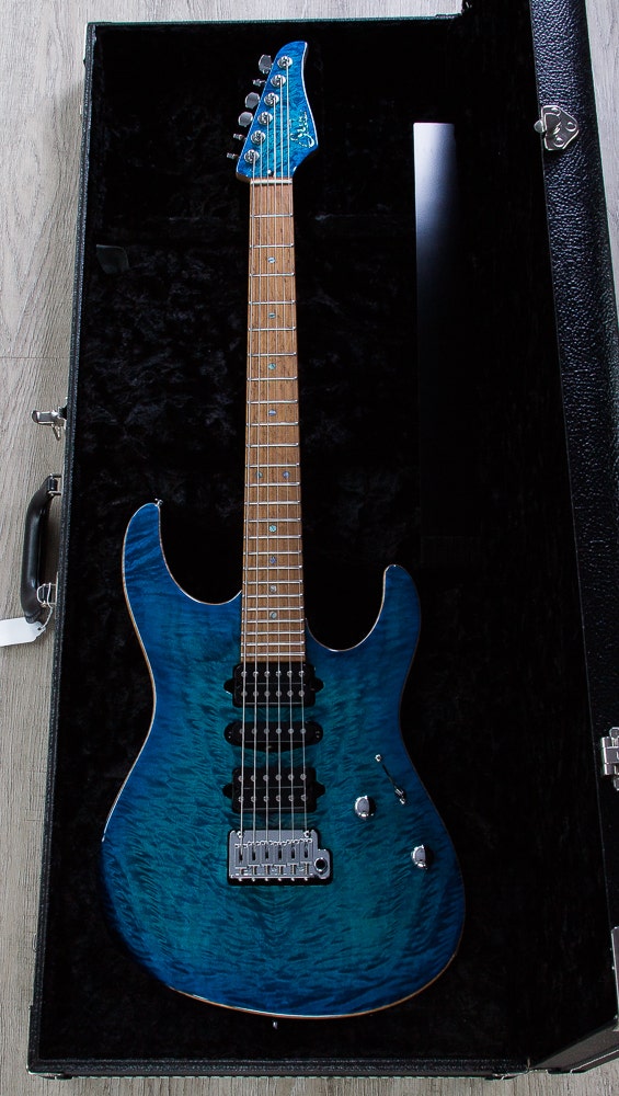 Suhr Modern Electric Guitar, Angel Quilt Maple Top, HSH, Hard Case - Aqua Blue Burst