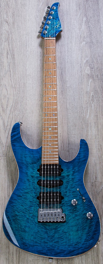 Suhr Modern Electric Guitar, Angel Quilt Maple Top, HSH, Hard Case - Aqua Blue Burst