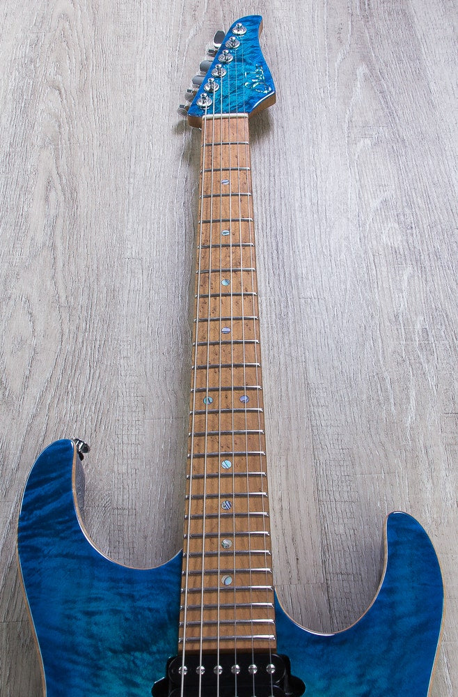 Suhr Modern Electric Guitar, Angel Quilt Maple Top, HSH, Hard Case - Aqua Blue Burst