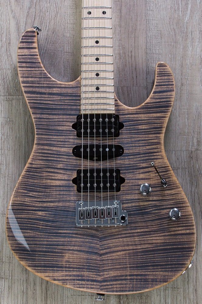 Suhr Modern Pro Electric Guitar, Maple FIngerboard, Gotoh 510 Bridge - Transparent Blue Denim/Slate (JS2K5K)