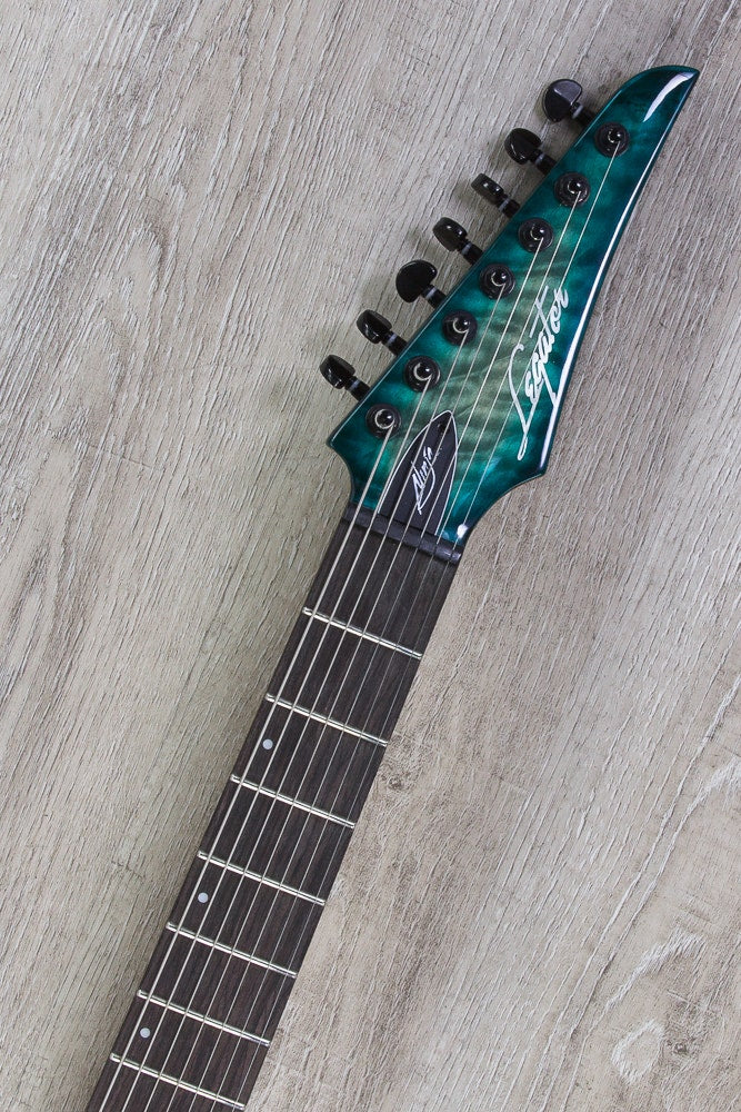 Legator Ninja 200-SE 7-String Electric Guitar, Quilt Maple Top - Aqua Burst
