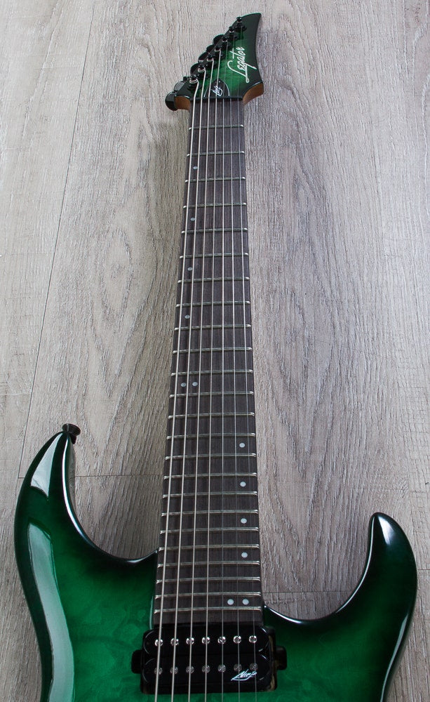 Legator Ninja 200-SE 7-String Electric Guitar, Rosewood Fingerboard - Emerald, Quilt Maple Top