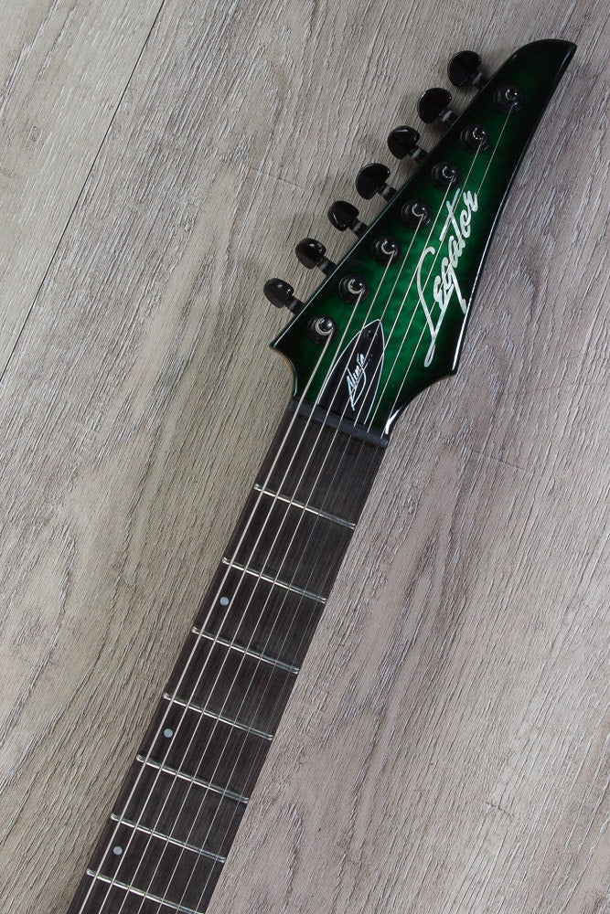 Legator Ninja 200-SE 7-String Electric Guitar, Rosewood Fingerboard - Emerald, Quilt Maple Top