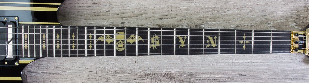 Schecter Synyster Custom-S Synyster Gates Signature Electric Guitar Black and Gold Pinstripe Finish w/ Sustainiac System