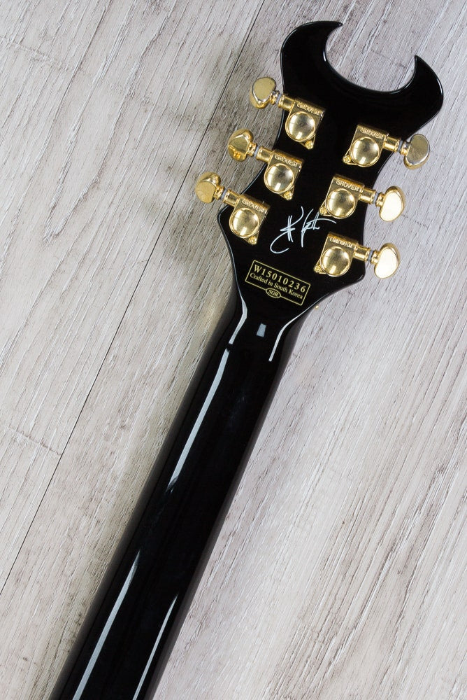 Schecter Synyster Custom-S Synyster Gates Signature Electric Guitar Black and Gold Pinstripe Finish w/ Sustainiac System
