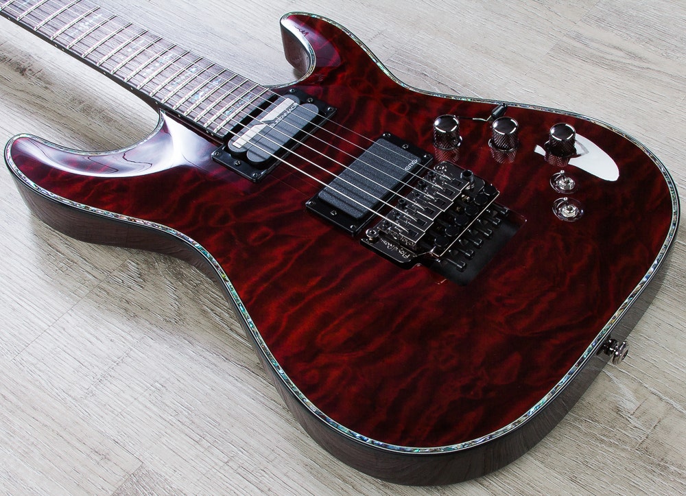 Schecter Hellraiser C-1 FR-S Electric Guitar, Floyd Rose, Sustainiac - Black Cherry