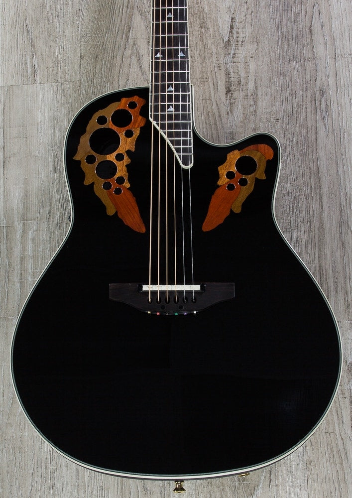 Ovation Elite 2078 AX Deep Contour Acoustic-Electric Guitar with Hard Case - Black