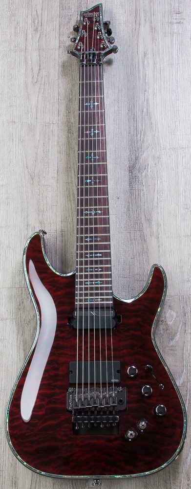 Schecter Hellraiser C-7 FR-S 7-String Electric Guitar, Floyd Rose, Sustainiac - Black Cherry